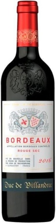 Вино сортовое ординарное Дюк Де Вилландрак Бордо региона  Бордо сухое красное  0,75 л. 12%