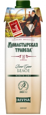 Вино Монастырская Трапеза бел.сух. TetraPack 1 л. 12%