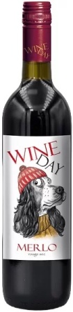 Вино сортовое ординарное Мерло сухое красное серия WineDay 0,75 л. 12%