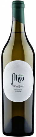 Вино ординарное регион Кахетия сухое белое Цинандали торговой марки AHSO (АХСО) 0,75 л. 13%