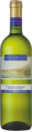 Вино сортовое ординарное Портобелло Шардоне Терре Сичилиане полусладкое белое 0,75 л. 12%