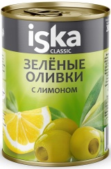 Зеленые оливки ISKA с лимоном  300мл Испания