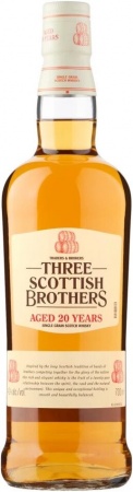 Виски шотландский зерновой "Три Скотиш Бразерс" 20 лет выдержки 0,7 л. 40%