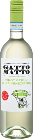 Вино ординарное сортовое сухое белое, регион Венето, категория ДОК  ГАТТО МАТТО ПИНО ГРИДЖО ДЕЛЛЕ ВЕНЕЦИЯ 0,75 л. 11,5%