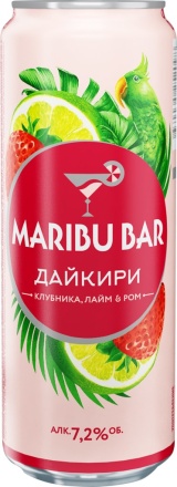 Напиток слабоалкогольный газированный Марибу Бар Дайкири Клубника ж/б 0,45 л. 7,2%