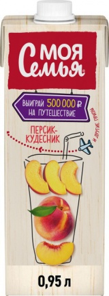 Напиток сокосодерж. из груш, яблок и персиков Персик-Кудесник Моя Семья ТП 0.95л