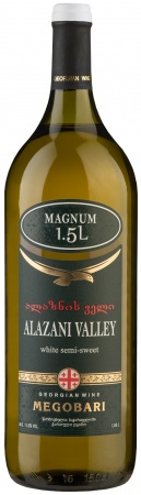 Вино сортовое ординарное Алазанская долина бел. п/сл. серия MEGОBARI 1,5 л. 7,5-11%
