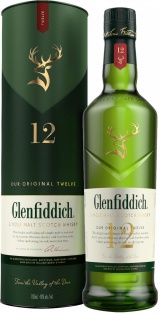 Виски шотландский односолодовый Гленфиддик 12 лет выдержки в инд.под.тубе 0,7 л. 40%
