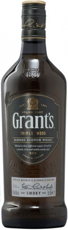 Виски шотландский купажированный Грантс Трипл Вуд Смоки 3 года выдержки 0,7 л. 40%