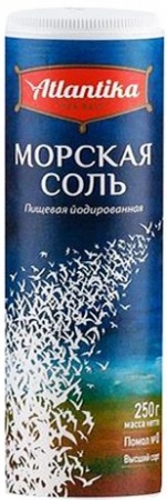 Соль морская пищевая АТЛАНТИКА йодированная пл. туба 250г