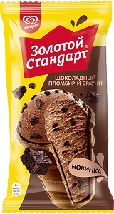 Мороженое Инмарко Золотой стандарт Шоколадный Пломбир и брауни стаканчик 86г