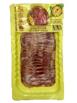 Колбаса Домашняя из свинины с/к нарезка в/у 0,08 кг