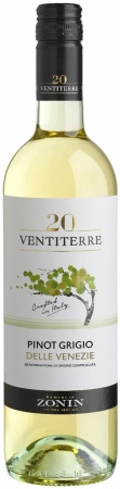 Вино сортовое ординарное Зонин Вентитерре Пино Гриджио делле Венеция бел.сух 0,75 л. 12%