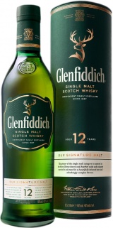 Виски шотландский односолодовый Гленфиддик 12 лет выдержки в инд.под.тубе 0,5 л. 40%