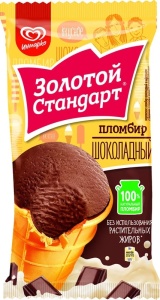 Мороженое Золотой стандарт Стаканчик Шоколадный Пломбир 90г