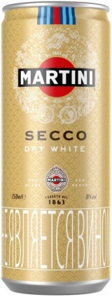 Напиток газированный виноградосодержащий  Мартини Секко п/сух белый ж/б 0,25 л. 10%