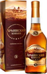 Армянский коньяк ординарный 5 лет тип бутылки Наполеон в п/у 0,5 л. 40%