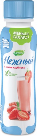 Йогурт Нежный с соком Клубники 0,1% питьевой 285гр