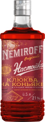 Настойка сладкая Клюква на коньяке NEMIROFF штоф 0,5 л. 21%