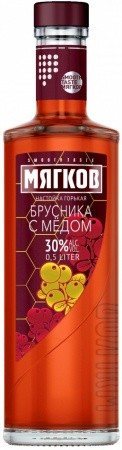 Настойка горькая Мягков Брусника с медом 0,5 л. 30%