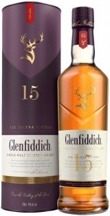 Виски шотландский односолодовый Гленфиддик 15 лет выдержки в инд.под.тубе 0,7 л. 40%