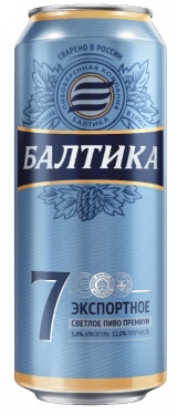 Пиво светлое (пастер) Балтика экспортное №7 ж/б 0,45 л. 5,4%