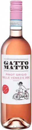 Вино ординарное сортовое, регион Венето, категория ДОК Гатто Матто Пино Гриджо Розато делле Венецие сух. розовое 0,75 л. 11,5%