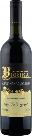 Вино сортовое ординарное серии Берика Алазанская долина красное п/сл 0,75 л. 13%