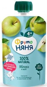 Пюре Фруто Няня яблочное натуральное 90гр