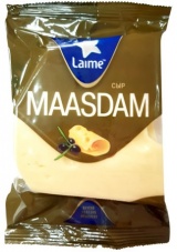Сыр полутвердый фасованный "Маасдам" ТЗ "LAIME" м.д.ж. в с.в. 45% 200гр