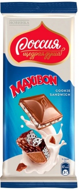 Шоколад Россия Максибон мол.с двухслойной нач. со вкусом Мороженого и печеньем 80г
