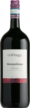 Вино сортовое ординарное Монтепульчано Д`Абруццо. Корнаро кр. сух., региона Абруццо 1,5 л. 12,5%