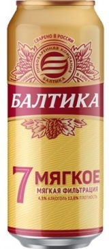 Пиво светлое (пастер) Балтика Мягкое №7 ж/б 0,45 л. 4,7%
