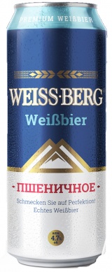 Пиво Вайс Берг (WEISS BERG) пшеничное светлое нефильтр. неосветв.ж/б 0,45 л. 4,7%