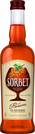 Настойка сладкая Сорбет (SORBET) Рябина на коньяке 0,5 л. 18%
