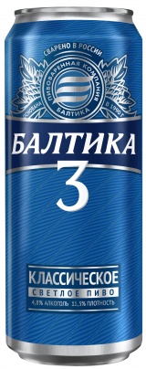 Пиво светлое (пастер) Балтика классическое №3 ж/б 0,45 л. 4,8%